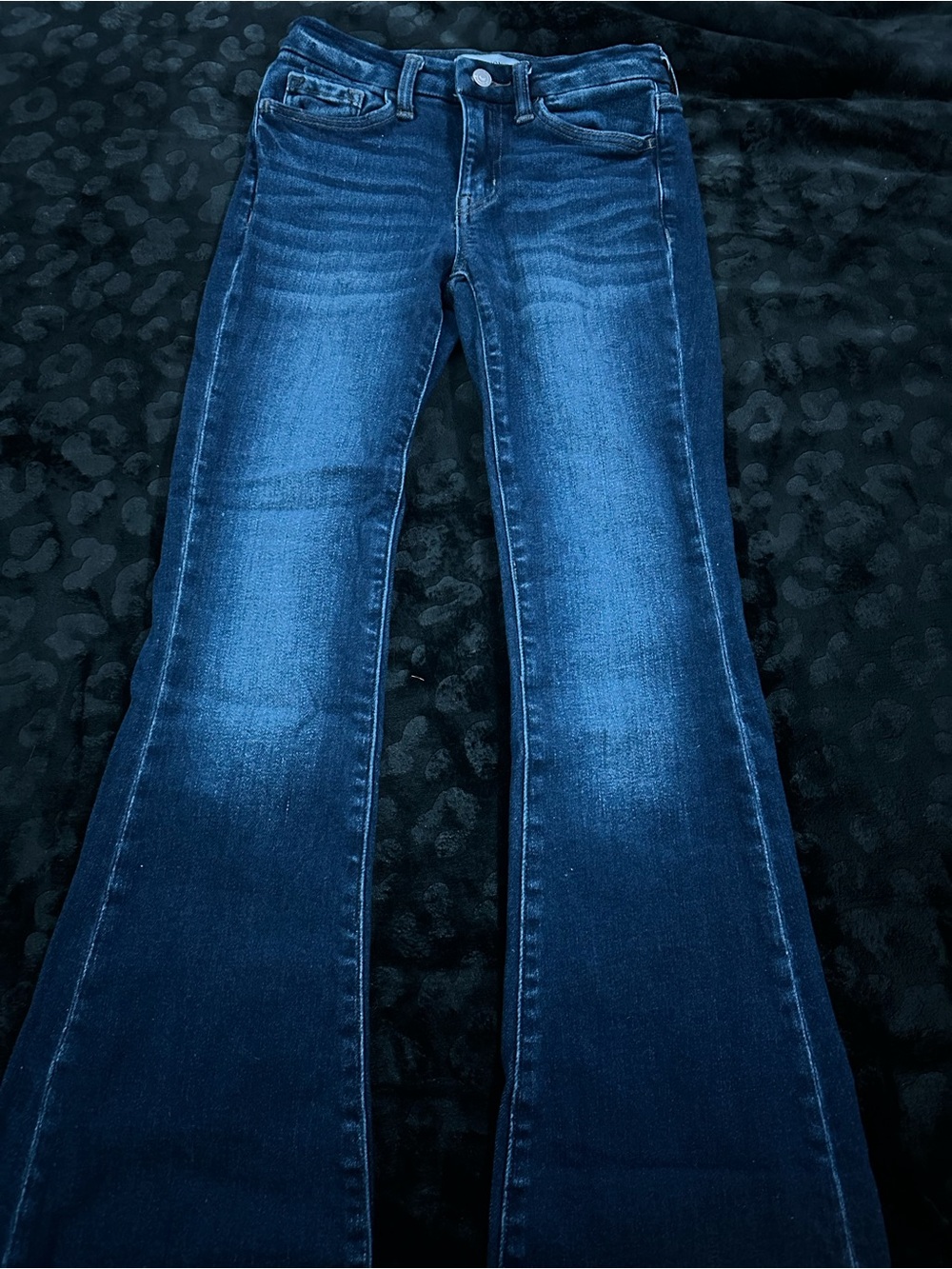 Flying Monkey Mid-Rise Flare Stretch Jean Stretch Jeans Blue